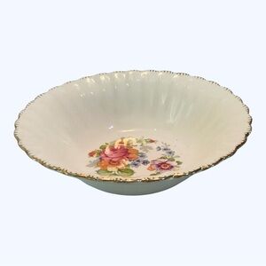 Guild Edge American Rose 22K Gold Vintage White Decorative Serving Bowl
